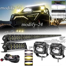 Fit Can-am Defender HD8/HD9/HD10 Roof 52"+8" LED Light Bar Wire+3" Cube Pods Kit