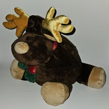 Golden Bear Co Floppy Reindeer Moose Stuffed Animal Red Green Scarf Christmas