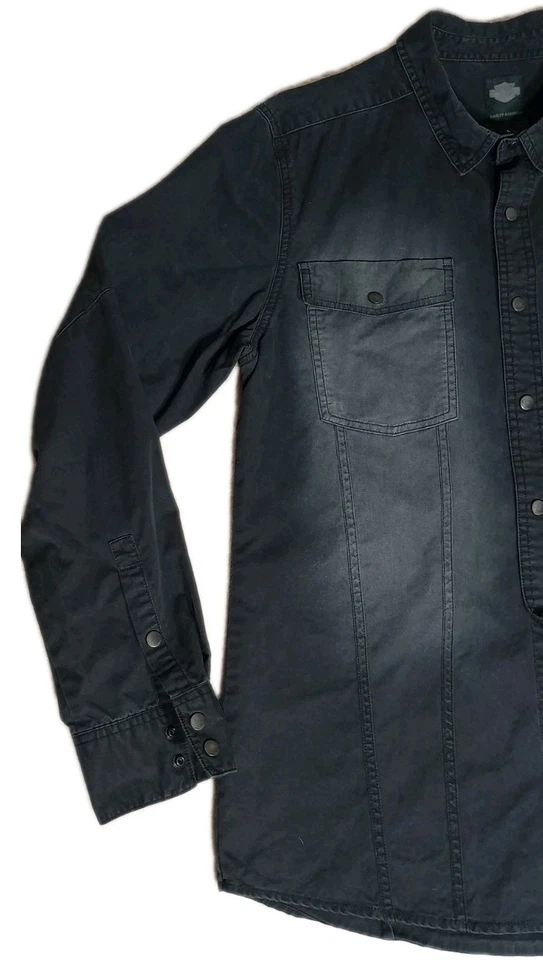 Harley-Davidson RN 103819 Men's Snap Front Long Sleeve Black Shirt Large HD - Image 4 of 4