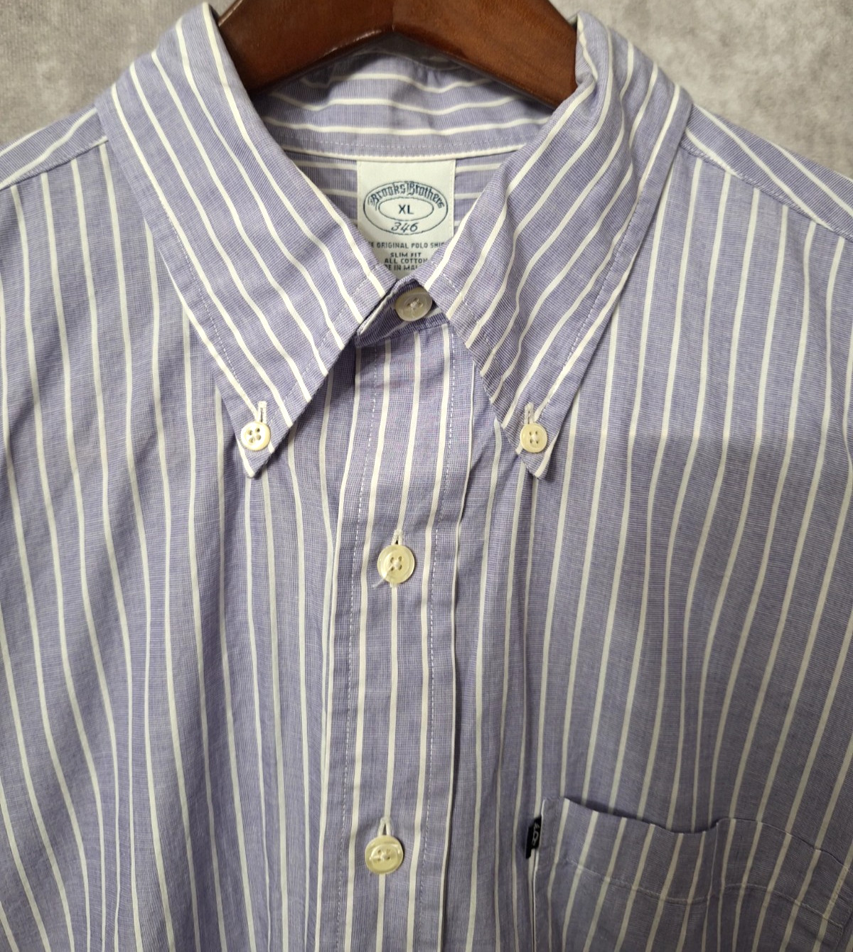 Brooks Brothers 346 Original Polo Button Up Shirt Mens Sz XL Slim Fit LS Cotton