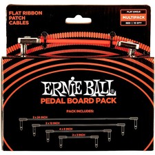 Ernie Ball Flat Ribbon Patch Cables Pedalboard MultiPack Red