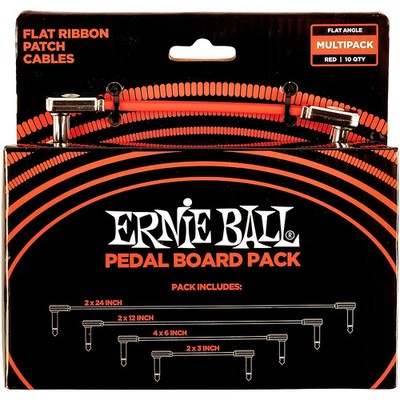Ernie Ball Flat Ribbon Patch Cables Pedalboard MultiPack Red