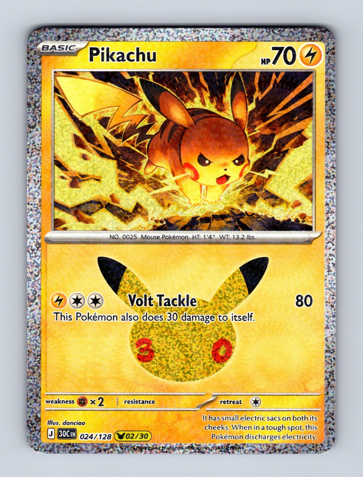 Pikachu Holo Pikachu Rare ME: 30th Celebration 024/128 NM