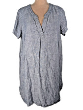 Tahari Linen Shirtdress Chambray Blue Sz 1XL Beach Resort Cruise Classic