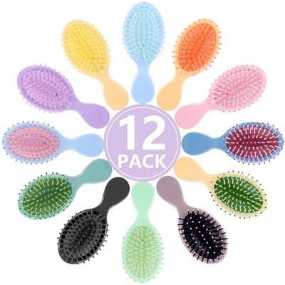 12 Pack Mini Detangling Brushes - 12 Colors for Wet & Dry Hair, Compact Trave...