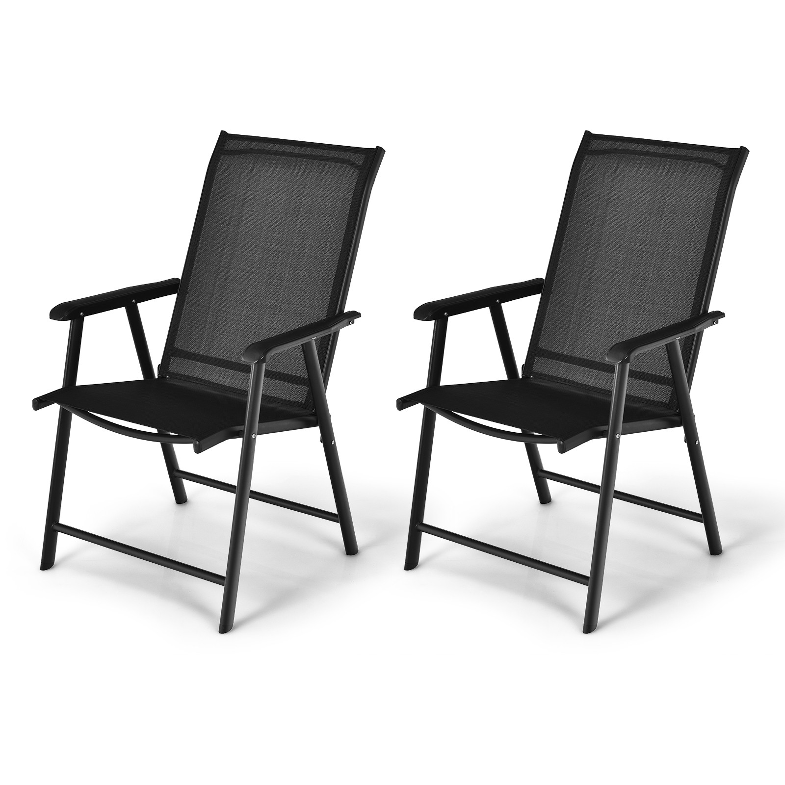 Giantex 2PCS Patio Folding Dining Chairs Portable Camping Armrest Garden Black