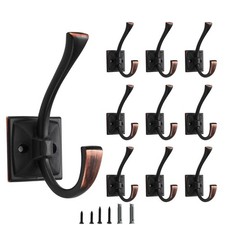 10 PCS Decorative Heavy Duty Double Towel Hook Oil Rubbed Bronze Coat Wall