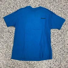 Vintage 90’s Microsoft Club Blue Tee Front And Back Spell out Size XL