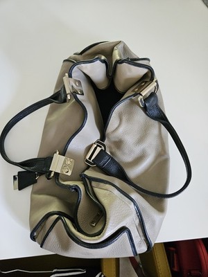 Strenesse Gabriele Strehle Reisetasche Weekender Leder Reißverschluss beige