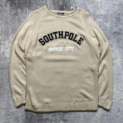 Y2K Southpole Strickpullover L/XL Rundhals Hip Hop bestickt dicker Strick