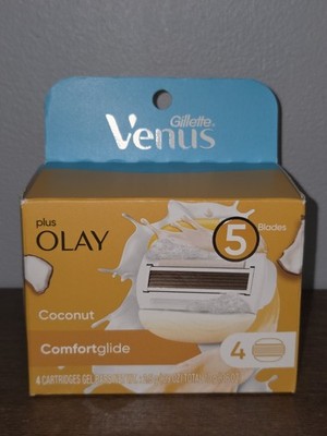 New! Gillette Venus Comfortglide plus Olay Coconut Razor Blade Refills 4 Pack
