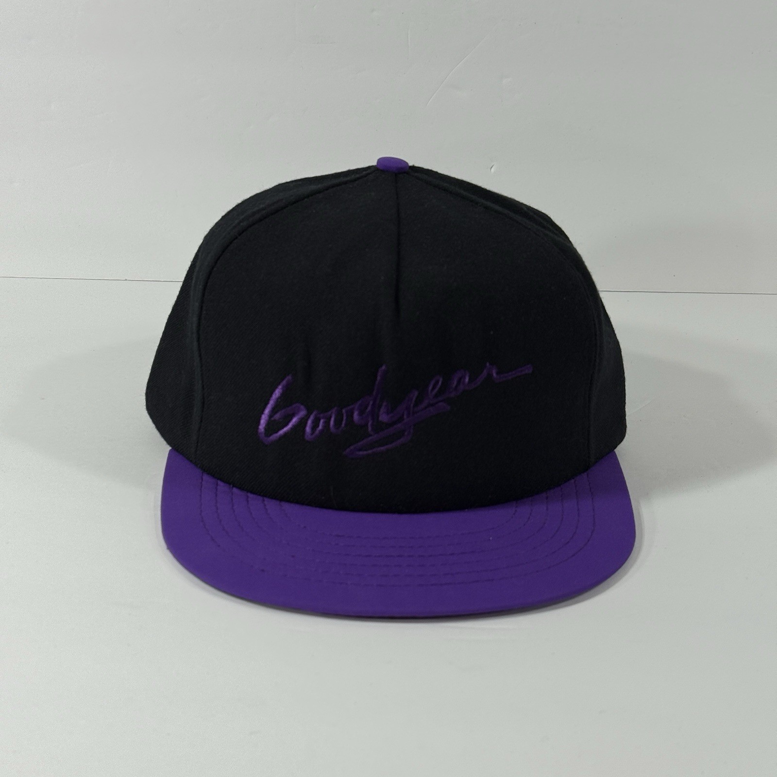 Vintage Snapback Hat Cap Goodyear Script Logo Bla… - image 1