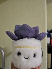 FAO Schwarz   Sparklers Purple Glitter 7" Succulent White Pot. NEW