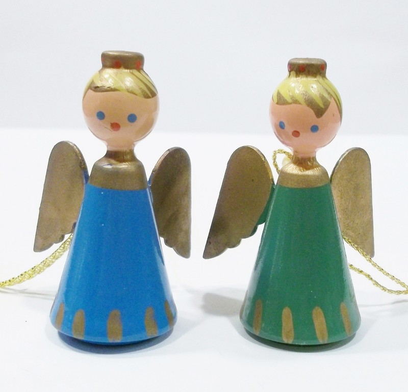 Angel Princess Girls Goula Spain Erzgebirge Style Wooden Wood Vintage Ornaments