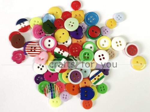 COLOURED MIXED RESIN ASSORTED BUTTONS 9MM -12.5MM MIX FOR KIDS CARD SEWING CRAFT - Picture 3 of 4