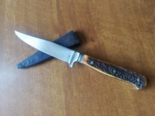 VINTAGE VECCHIO RARO WW1 WWI CACCIA COMBATTIMENTO TRINCEA STIVALE COLTELLO LAMA FODERO PELLE