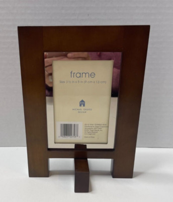 MICHAEL GRAVES Design 3.5''x5'' Dark Wood/Mirror Picture/Photo Frame-NEW