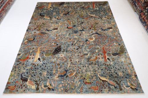 8x10 ft Multicolor Pictorial birds Area Rug Afghan Hand Knotted bedroom rug - Picture 1 of 12