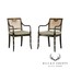 regency style quality pair black & gold lacquered caned armchairs
