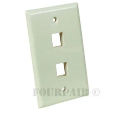 Keystone 2 Hole Port Jack Insert Flush Network Wall Face Plate CAT5e CAT6 Almond