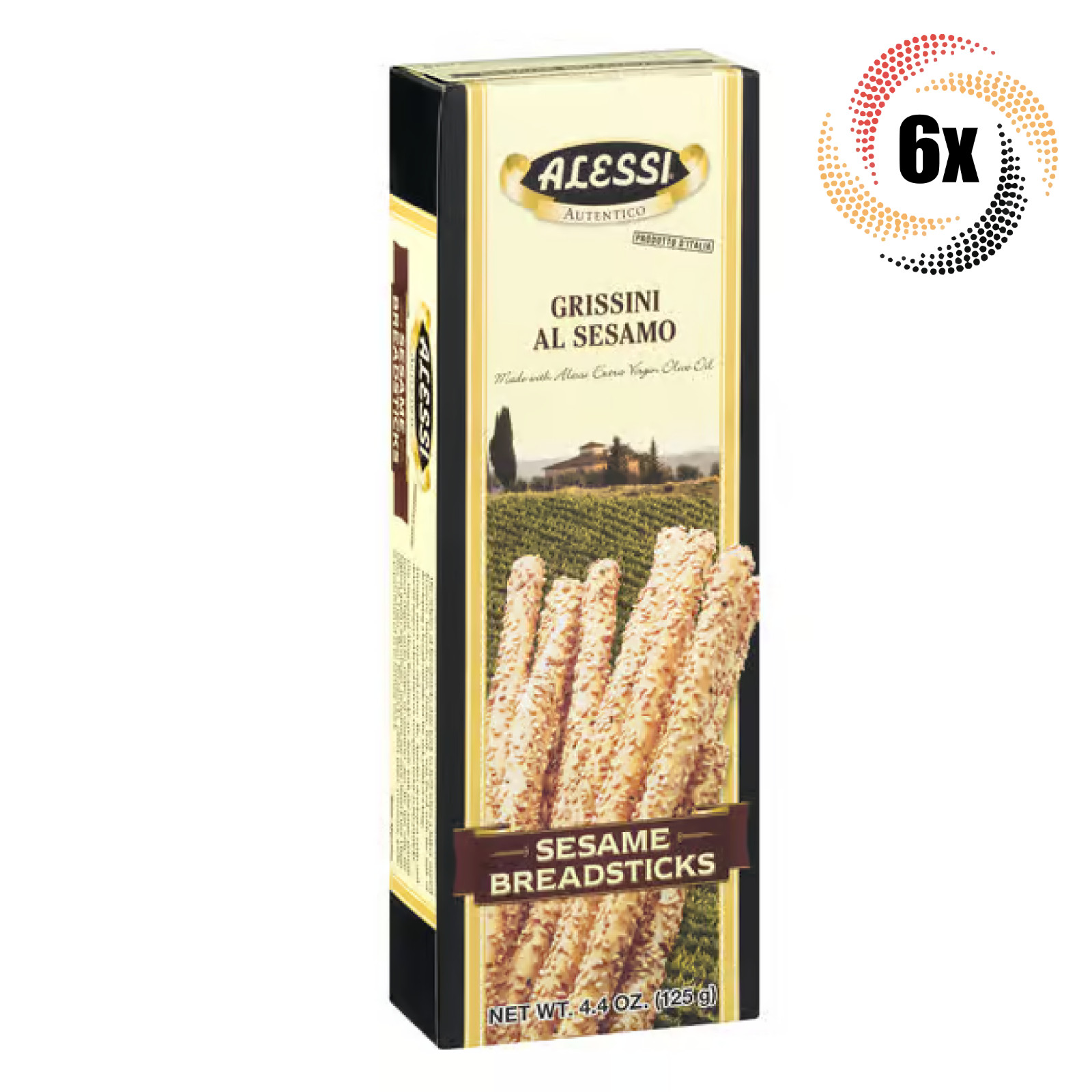 6 упаковок импортных чесночных хлебных палочек Alessi Autentico | Масло первого отжима | 4,4 унции