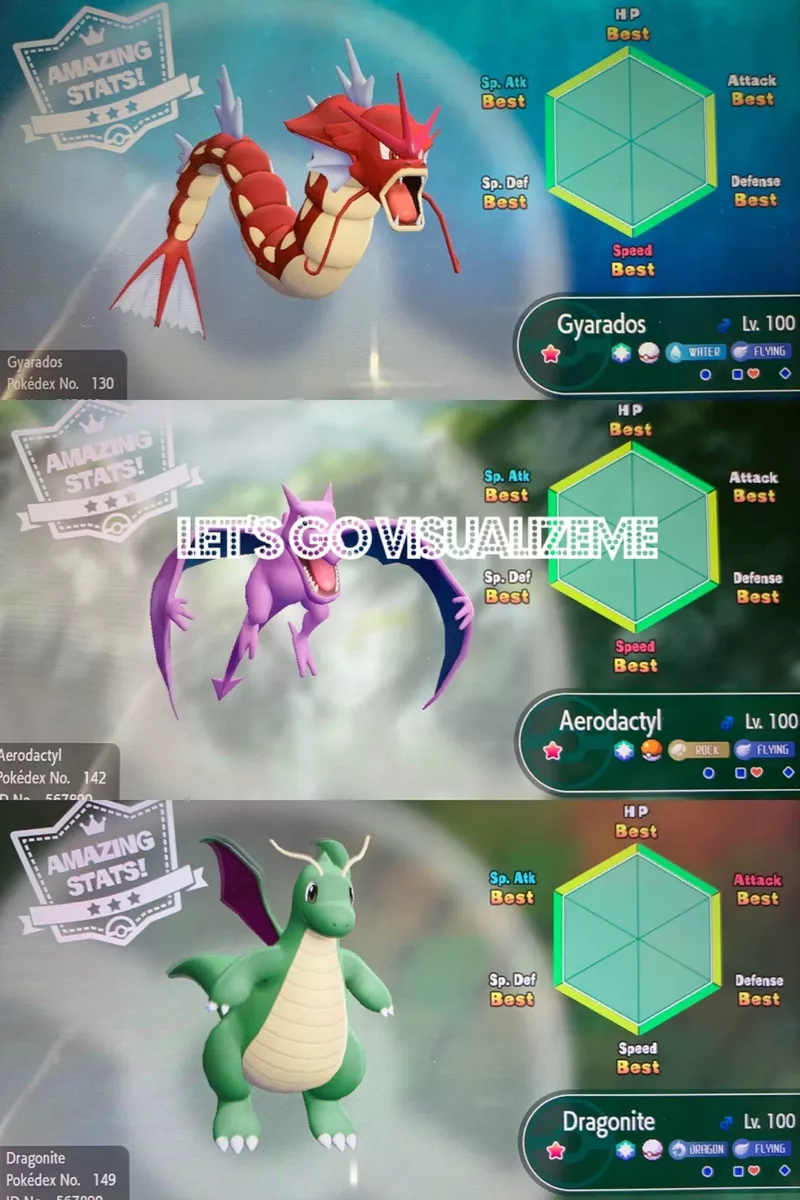 Pokemon Let's Go Shiny Aerodactyl 6IV-AV Trained