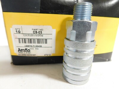 (LOT OF 9) Amflo C9-03 Coupler, 1/2'' TF and I/M Design, 3/8'' MNPT, Steel, 0.5''