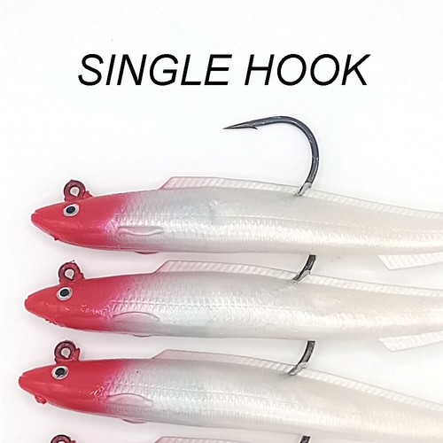 4 x Sandeel Savage sea Fishing Lures Jighead Soft Bass Cod Pollock Bait Gear - Picture 4 of 13