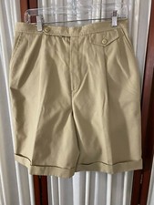 1980's Khaki Bermuda Shorts w/Cuffs by Austin Hill- M- VG- TAILORED PREPPIE-SALE