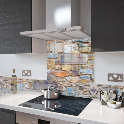 Splashback En Verre Trempé Premier Range 3 - Motif Mur De Pierre, 6mm, Fabrication UK