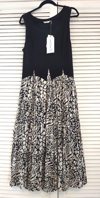 New Kaktus Black Top Animal Print DRESS sz. L Two ways Skirt