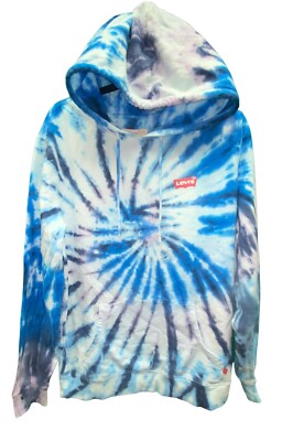 Levi's Blues Tie Dye Hoodie 100% Cotton Kangaroo Pocket Style
