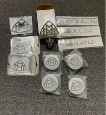 11Pcs Chrome Maybach Front Fender Side Rear Wheel Center Badge For Mercedes Benz