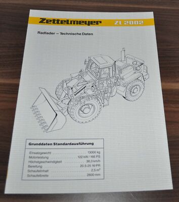 1991 Zettelmeyer ZL 2002 Lader Wheel Loader Specification Brochure Prospekt