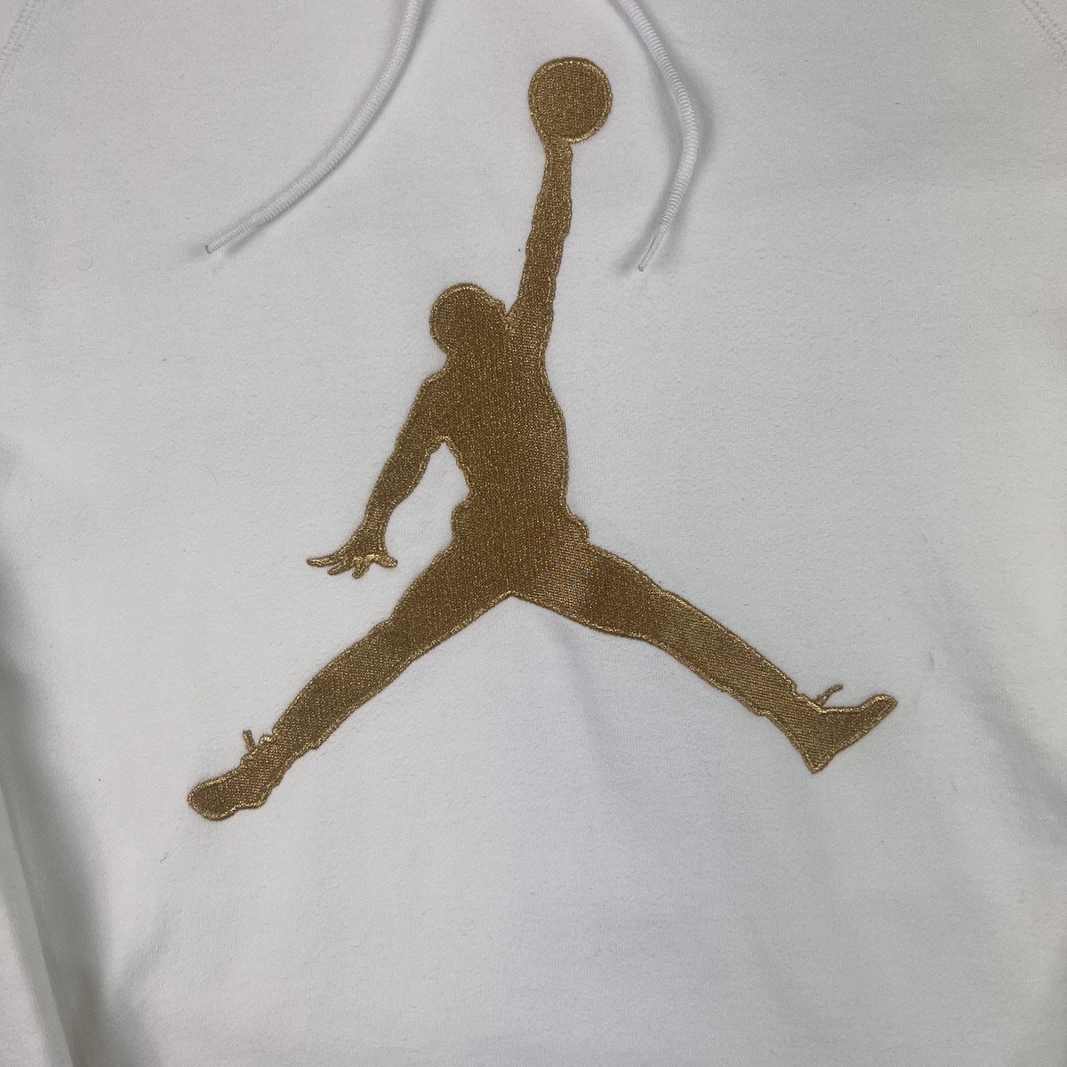 white and gold jordan sweatshirt