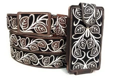 Authentic Mexican Charro Belt Phone Case Set, Cinto Vaquero Laser Con Funda
