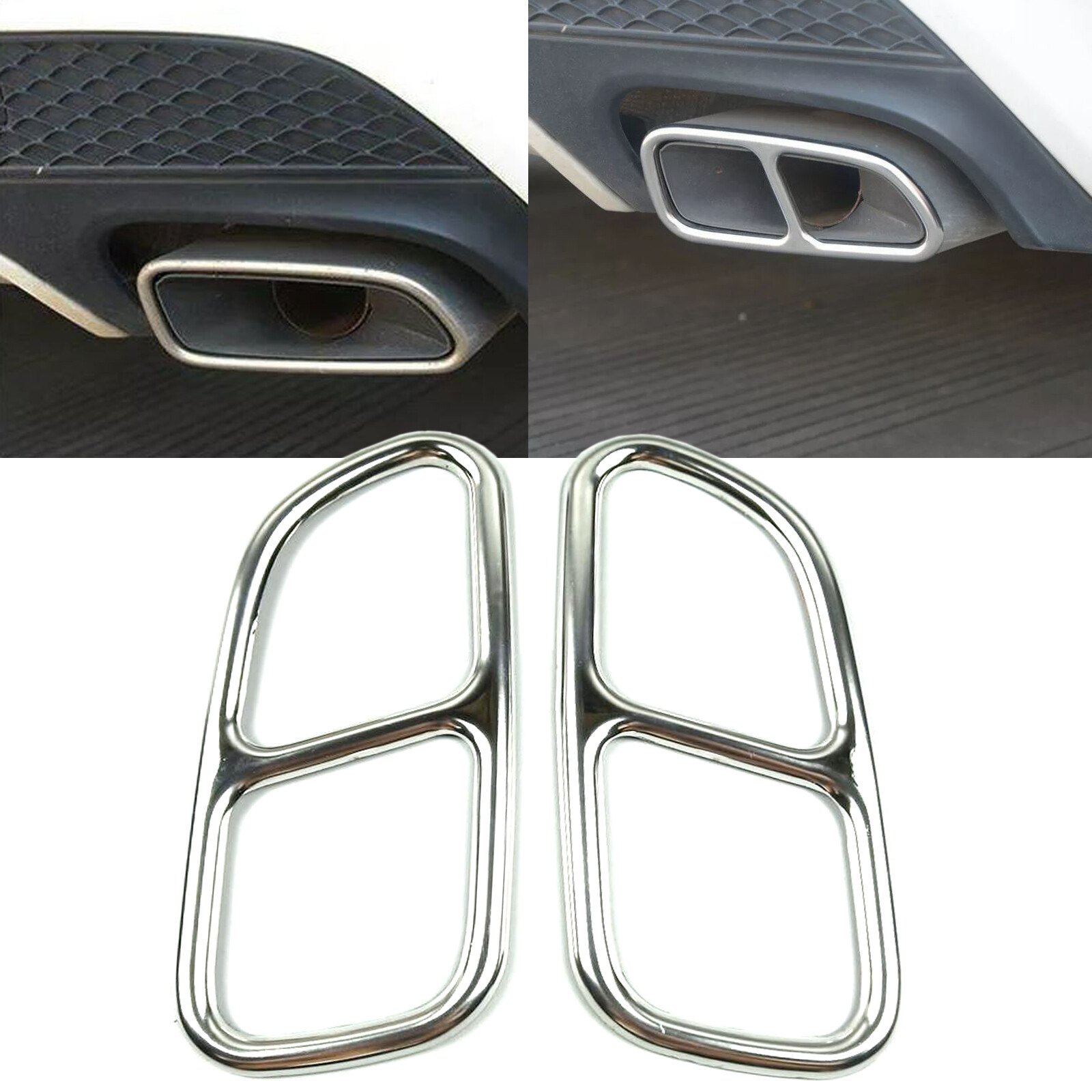 Chrome Silver Stainless Exhaust Tip Cover Trim Fits 1416 C117 CLA250