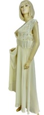 NWT 68 Cabernet Bridal Negligee Peignoir LARGE Cream Chiffon Lace Satin