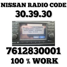 NISSAN RADIO CODE CONNECT UNLOCK | 30.39.30 | 7612830001 | INNERHALB VON MINUTEN!