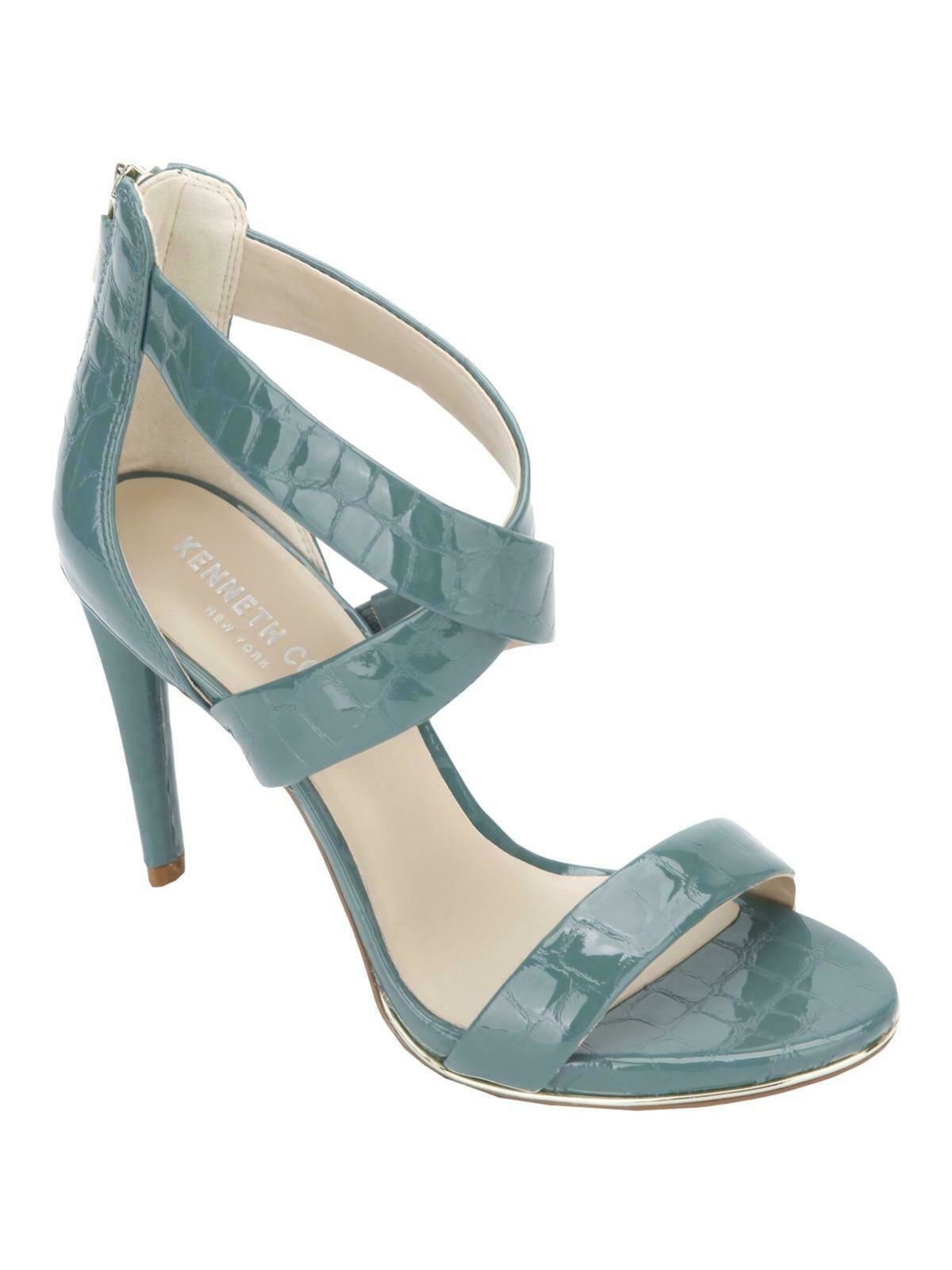 KENNETH COLE NEW YORK Womens Green Brooke Cross Sandal Stiletto Sandals 9 M