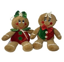 Dan Dee Collectors Choice VTG Gingerbread Boy and Girl 2 Christmas Plush Stuffed