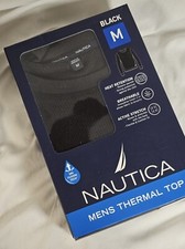 Nautica Men Thermal Top M Black DriFusion Tech Heat Retention Breathable Stretch