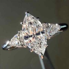 5,00 ct zertifizierter weiß behandelter Diamant-Solitärring 925 Silber im Mar...