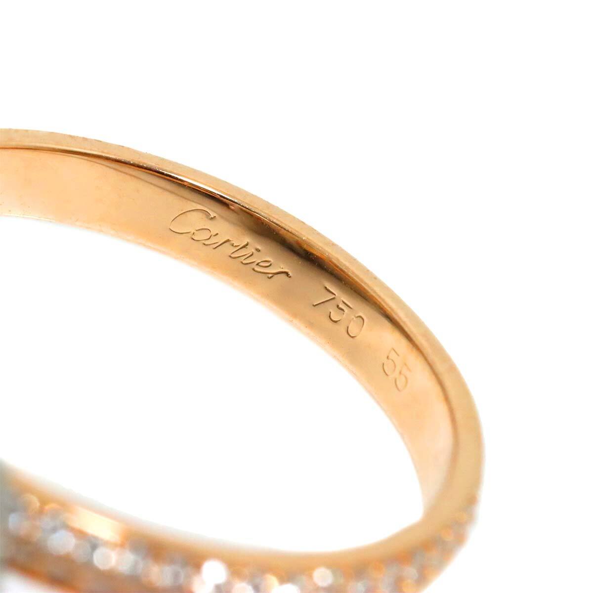 Cartier Trinity Pave Diamond Ring 18K YG WG PG 750 Size55 7.25(US