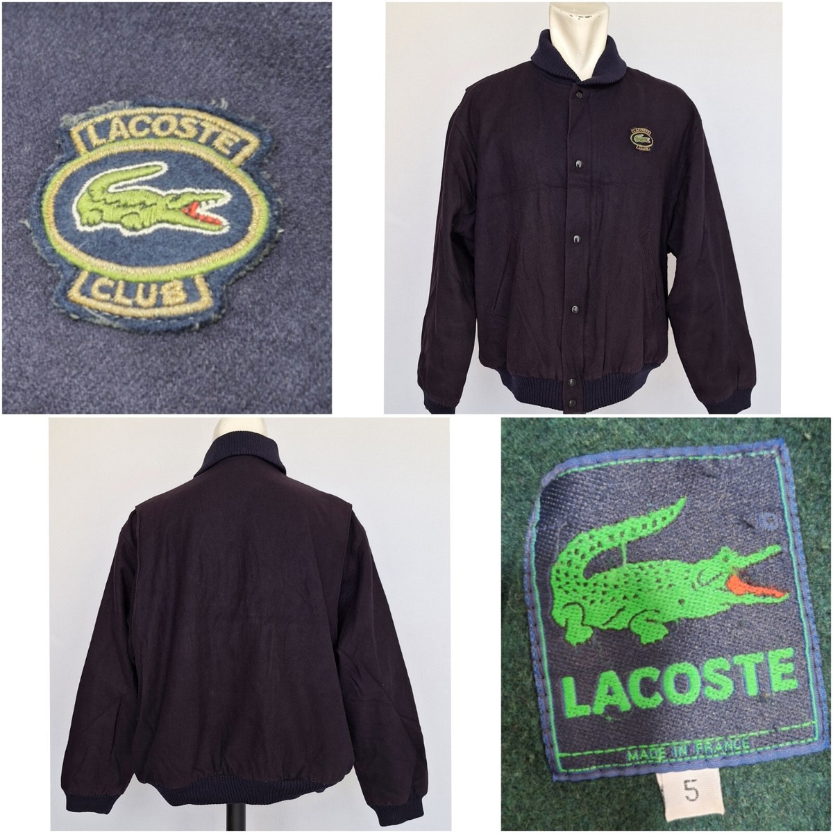 Rare 90s Vintage Lacoste Club wool bomber jacket Size 5 Rare 90s Vintage Lacoste Club wool bomber jacket Size 5
