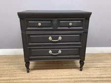 Painted Black 3 Drawer Nightstand Bachelors Chest Vintage Drawer Pulls Dixie Mrk