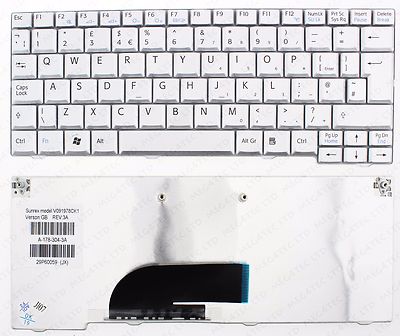 SONY VAIO VPC-M VPC-M125J VPC-M128JC VPC-M125JW KEYBOARD UK V091978C SILVER F267