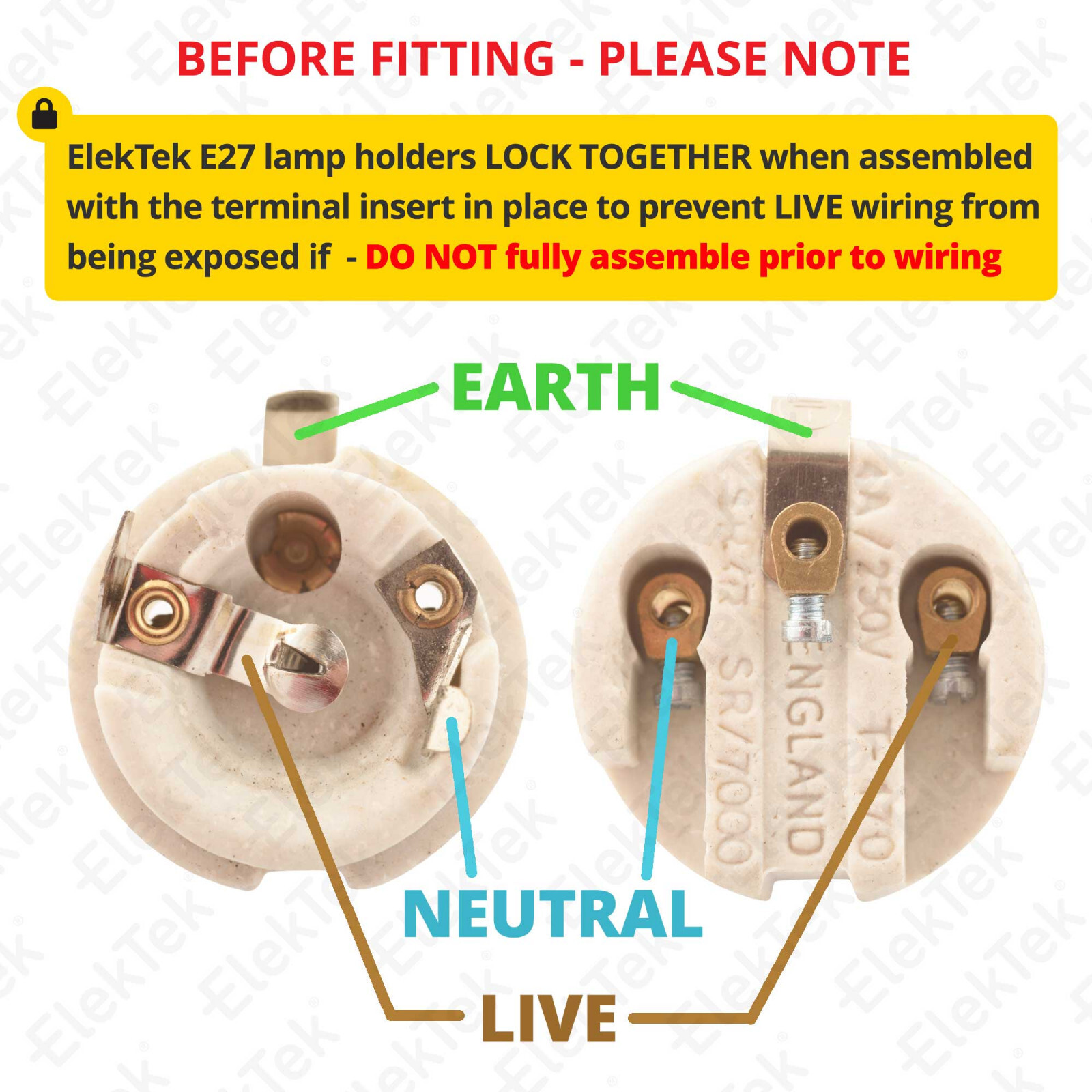 ElekTek E27 Batten Base Edison ES Light Lamp Bulb Holder - Foto 9