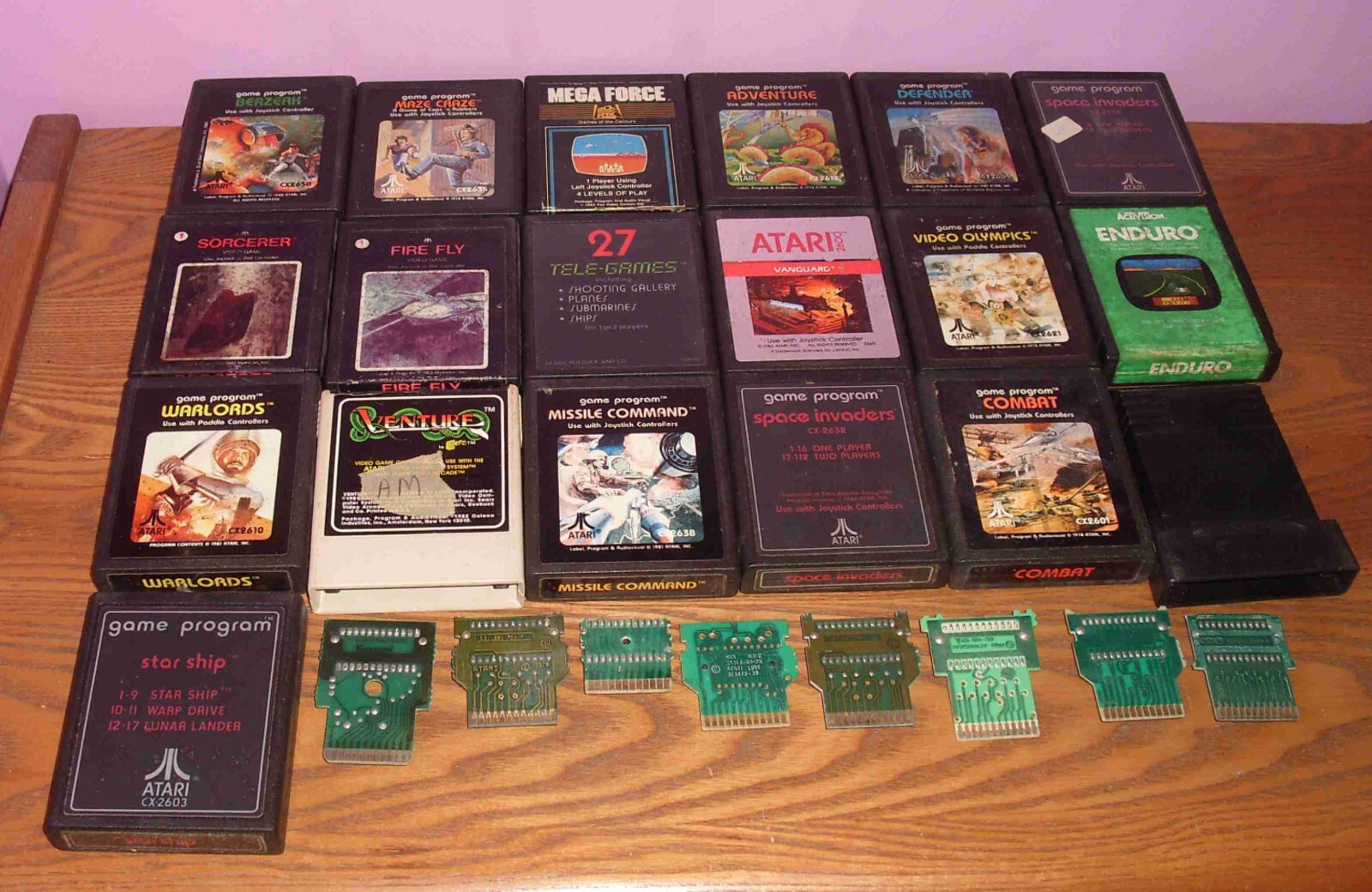 VINTAGE VIDEO GAME LOT 19 GAMES + 8 EXTRA GAME BOARDS! Atari