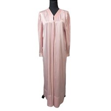 DVF Pink Satin Vintage Maxi Duster Robe Long Sleeve Elegant Lounge Wear